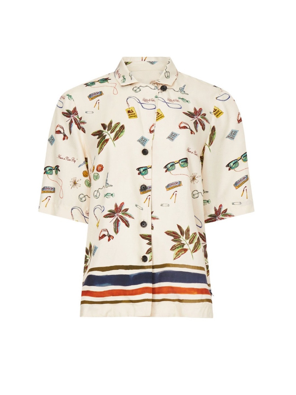 Scotch & Soda Have A Nice Day Festival Sunglasses Print Camp Shirt Size 6 NWOT